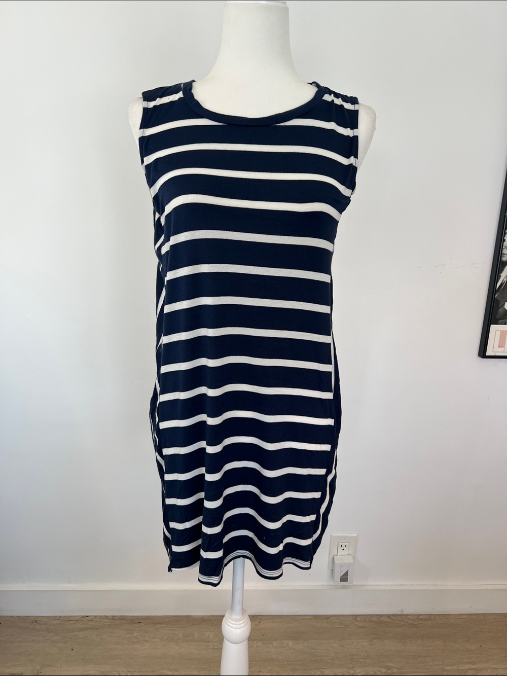 Jolie Los Angeles Sleeveless Navy & White Stripe Dress